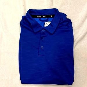 Men’s Adidas Dry-fit golf shirt blue-on-blue stripe